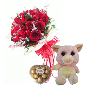 Chocolate Little Pig and Roses