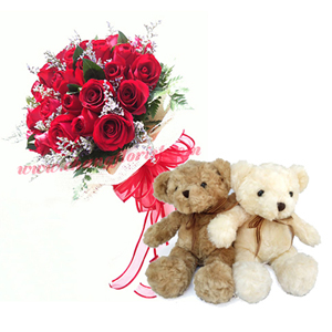 Little Bears and Rose Bouquet