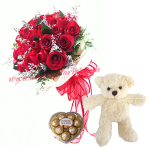 Chocolate Bear Rose Bouquet